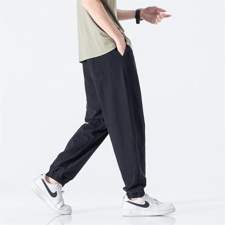 2025夏季新款大码风棉麻日系束脚休闲长裤哈伦裤K110P55,男装休闲裤,星座815（原A203）