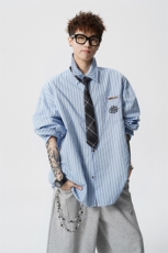 现货CS1163-特P53新款百搭条纹大码男衬衫，男装衬衫，电商A059