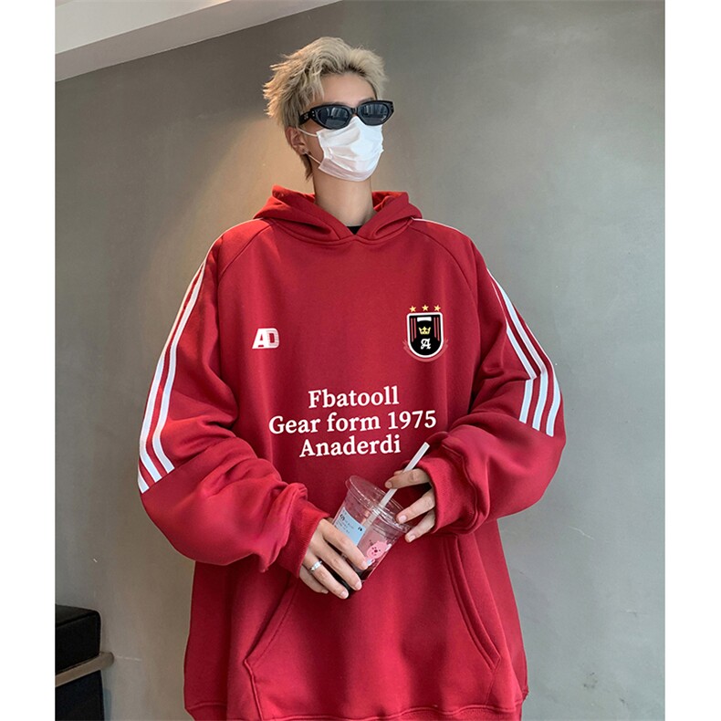 抖音得物供货提供视频秋冬重磅美式宽松织带连帽卫衣0450,男装卫衣,电商A486