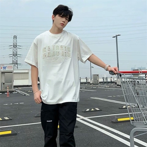 万针全刺绣工艺抖音得物高品质260克重磅纯棉双纱美式高街短袖T恤图片