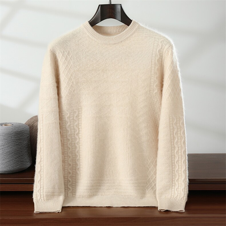 秋冬新款纯色针织套头上衣时尚简约百搭，男装针织衫/毛衣，隆格羊绒