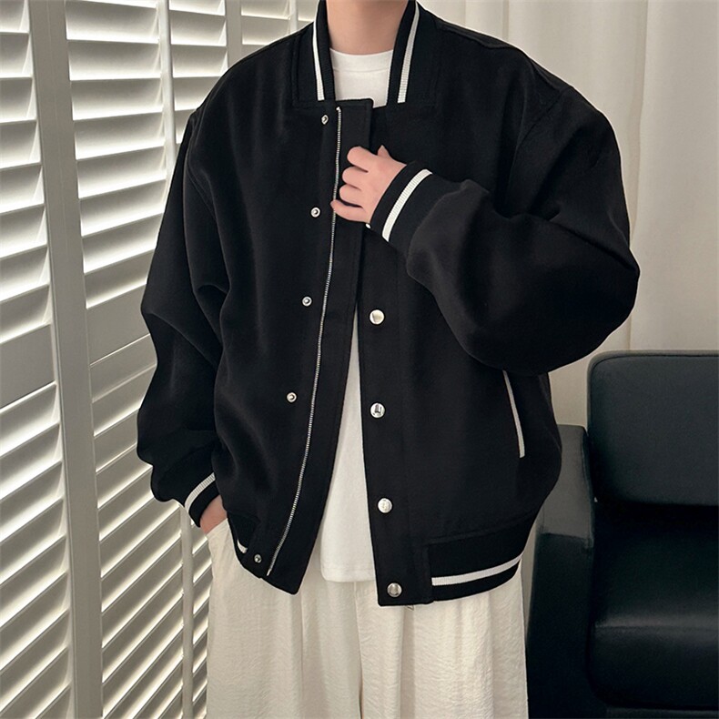 现货-秋冬毛呢棒球服潮牌宽松时尚外套休闲呢子夹克-AJ23058-P115,男装夹克,电商A351