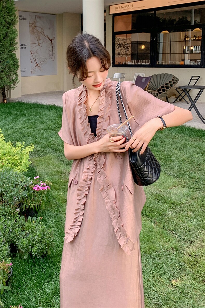 设计轻熟风温柔系穿搭时尚套装长裙女夏新款轻奢半身裙气质两件套,女装套装/套裙,2C255