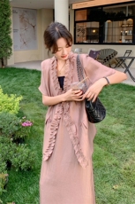 设计轻熟风温柔系穿搭时尚套装长裙女夏新款轻奢半身裙气质两件套，女装套装/套裙，2C255