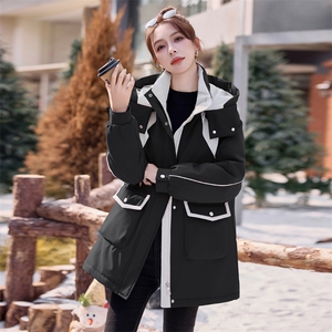 羽绒服明星同款2025冬季新品收腰冲锋衣中长款派克服外套女户外图片