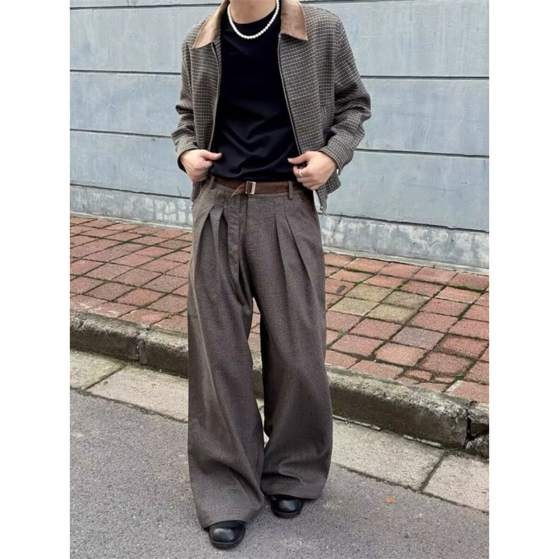 2025春秋直筒阔腿裤西裤男女高腰宽松显瘦小个子垂感阔腿拖地裤子,男装西裤,星座506A