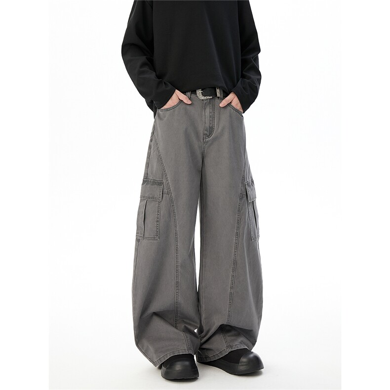 6155秋冬版型洗褪高质量弯刀100棉拼接工装休闲裤(P65X108)11,男装休闲裤,电商C315