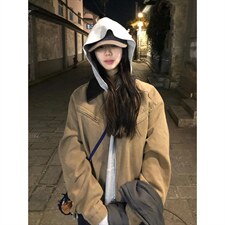 有货。登山布拼皮夹克W6975-P65，男装夹克，星座412-3