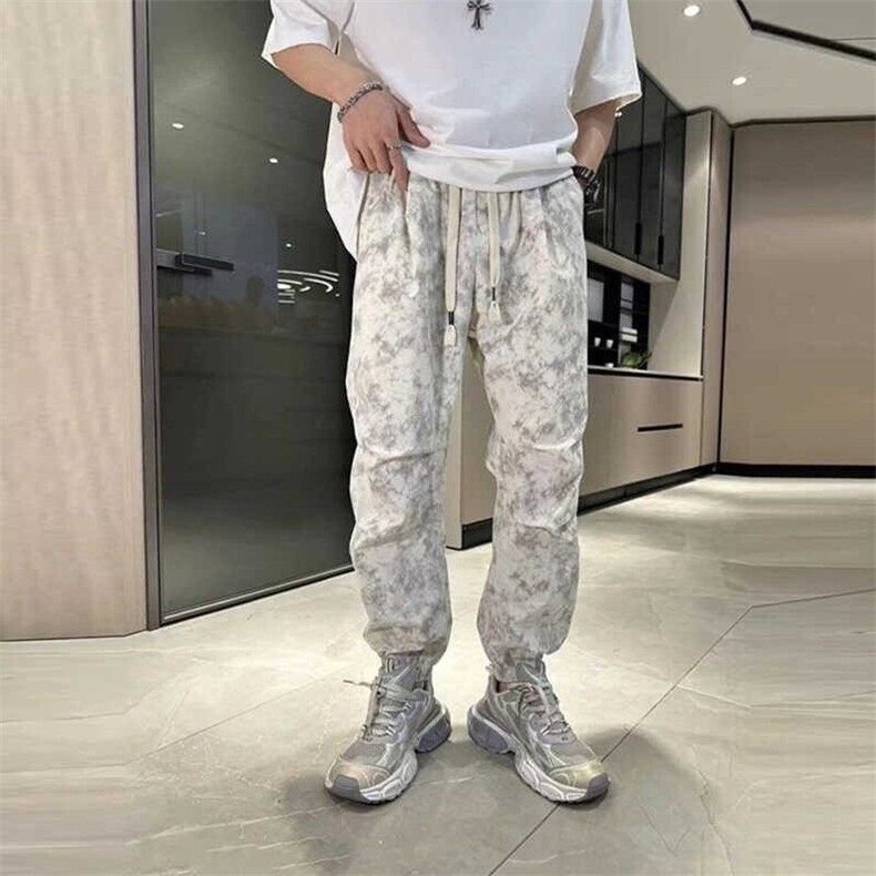脏脏裤男夏季薄款速干裤子痞帅免烫迷彩九分弯刀裤男士束脚休闲裤,男装休闲裤,星座506A