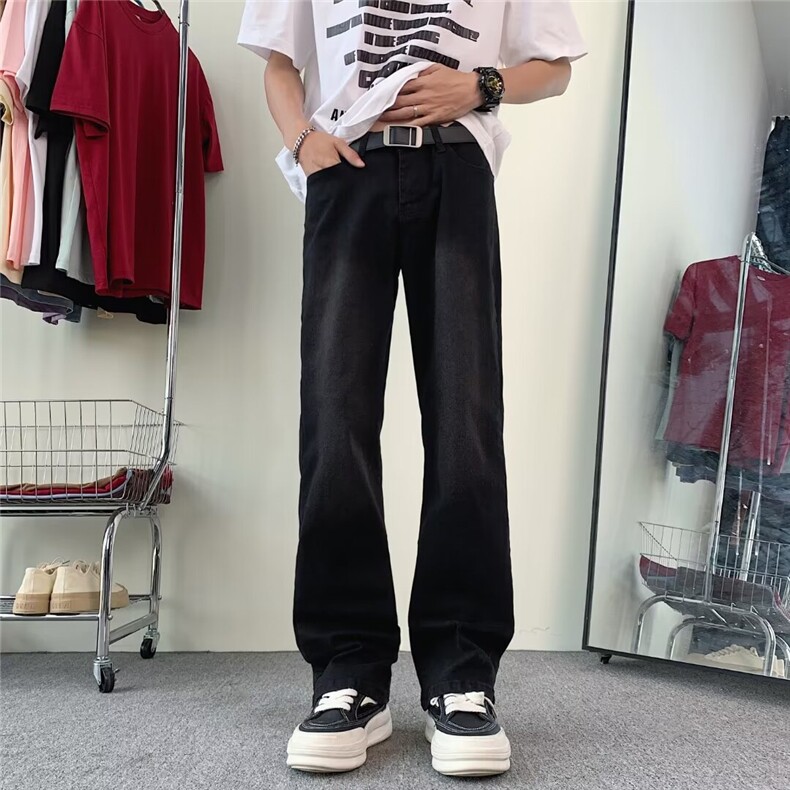 微喇牛仔裤男女美式高街vibe裤子显腿长高腰窄版直筒裤GN066-p33,男装牛仔裤,星座1008