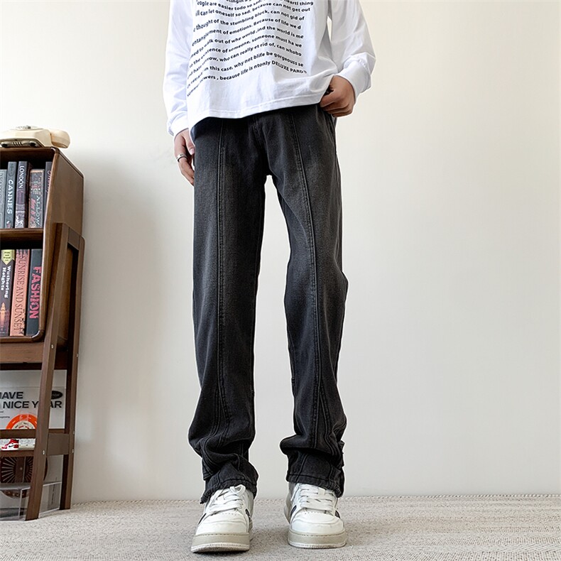 现货黄泥色直筒裤脚开衩牛仔裤S-5XL加大码310A-2BK307P58控78,男装牛仔裤,星座310A-2