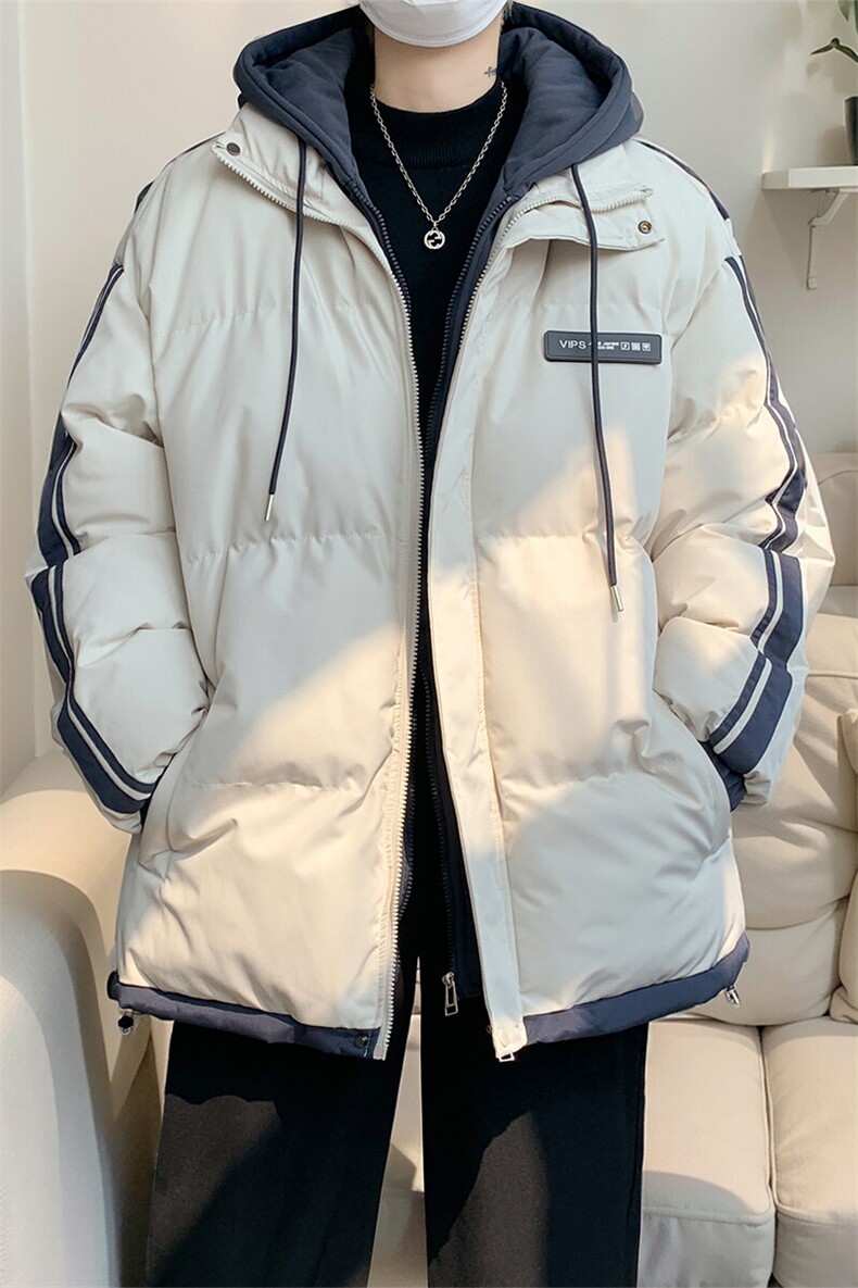 棉衣男冬季新款港风大码宽松休闲连帽假两件加厚棉服MF8587-P88,男装棉衣,星座214-3