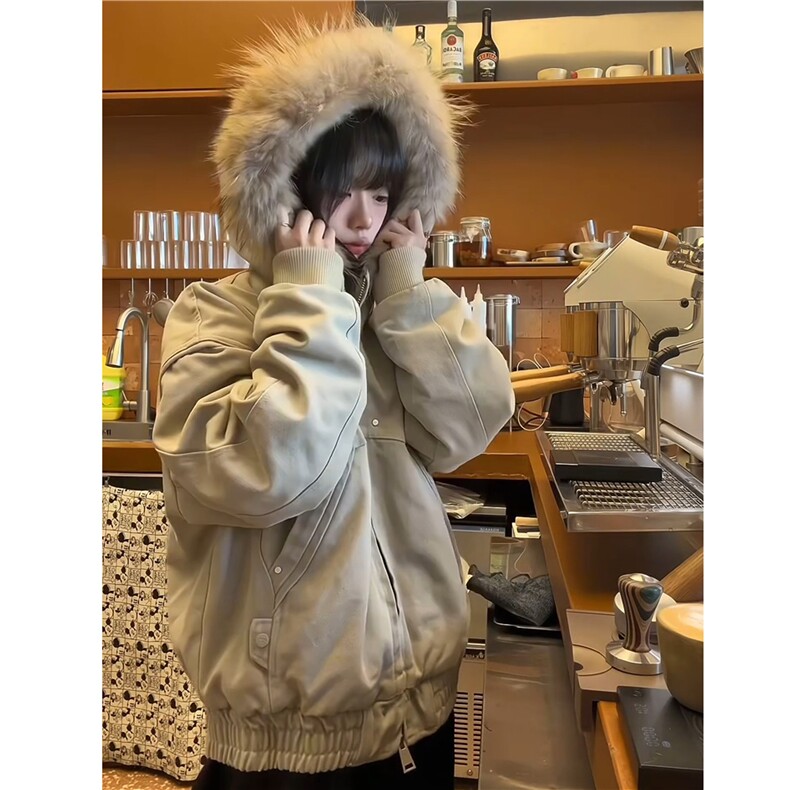 座山雕二代加绒外套男冬季cleanfit重磅水洗帆布夹克美式连帽棉服,男装棉衣,电商D328