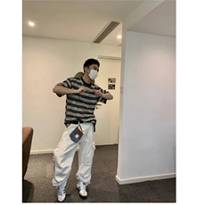 条纹重磅复古短袖t恤男女时夏季休闲宽松情侣半袖上衣WLT1488-P40，男装T恤，星座1008