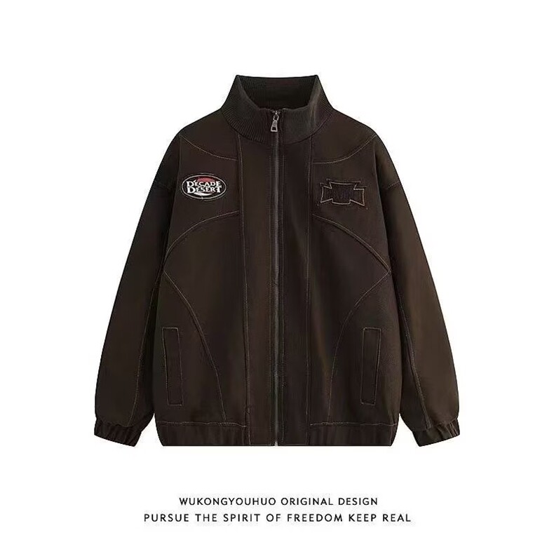 1506-1/WB41/P74男卫衣春秋直筒拉链时尚咖啡色款外套印花时尚潮,女装短外套,星座1506-1