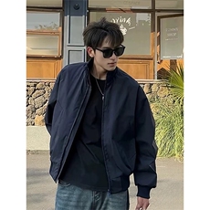 抖音得物美式潮休闲夹克春季立领纯色复古工装加厚棉服外套MF01，男装夹克，电商A443