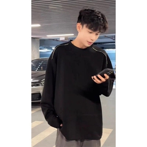 抖音得物高品质 26春装设计感长袖打底衫纯色拉链肩圆领卫衣W123图片