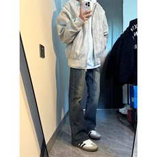 夹克复古扎染皮衣外套男秋冬款拼接设计飞行员短款棒球服JY210，男装皮衣，星座1116A（原606A-3）