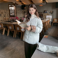 新款50绒撞色拼接加厚羽绒服带围巾2D035-25126P255K378，女装羽绒服，2D035