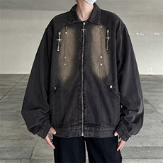 2024重工水洗翻领拉链牛仔夹克2183P65，男装夹克，星座410-2