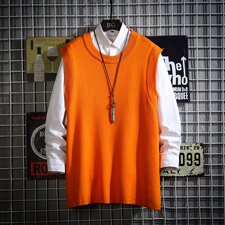 网格侧边开衩设计针织马甲男秋季简约坎肩背心A090-MJ23P40限58，男装背心/马甲，电商A089-1
