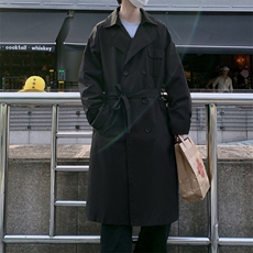 FY9081/P80秋装新款风衣外套男韩版中长款双排扣过膝男士宽松上衣，男装风衣，电商A141