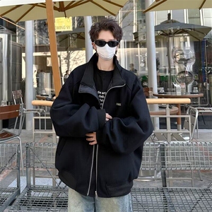 冬季简约加厚加棉外套男生潮流百搭宽松帅气休闲夹克JK505/P74图片