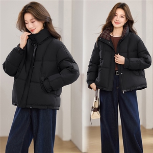 现货2025冬季新款休闲时尚无帽女士加厚加棉保暖棉服图片