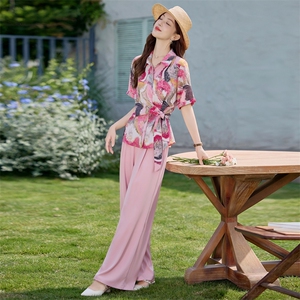 现货！夏季新款2025套装女时尚气质优雅简约洋气时髦两件套图片