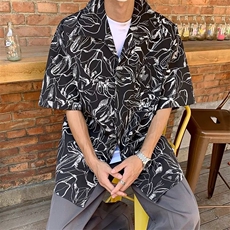 五分袖夏季衬衫纯色青春流行潮日常潮流男气质百搭文艺，男装衬衫，星座716-2