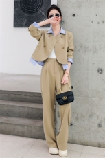假两件西装外套女2023春新款时尚撞色设计感轻熟风西装外套阔腿裤，女装套装/套裙，辉之琳
