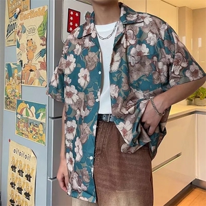 衬衫男韩版潮流印花高街帅2024夏季新款ins宽松痞子外套CY068-P27图片