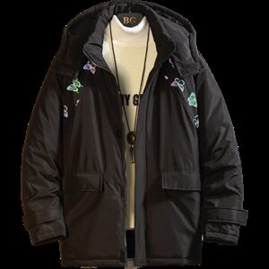 白砖墙反光炫彩蝴蝶印花连帽棉服男冬季棉外套A090-MY76P125限158图片