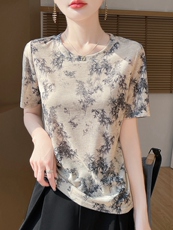 夏季轻薄短袖薄款宽松女针织衫V领短袖，女装针织衫/毛衣，绒宛羊绒