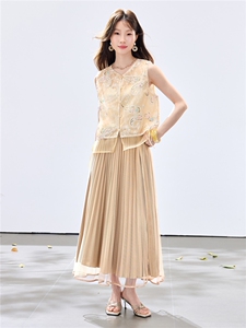 夏季新款现货！2026新中式重工洋气百搭款马甲+百褶半裙两件套女图片