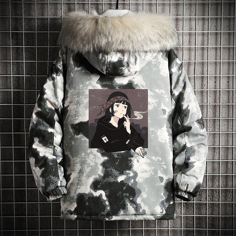 MC49122-P135日系潮衣男大码派克服男工装服外套袄网格,男装棉衣,电商A040A