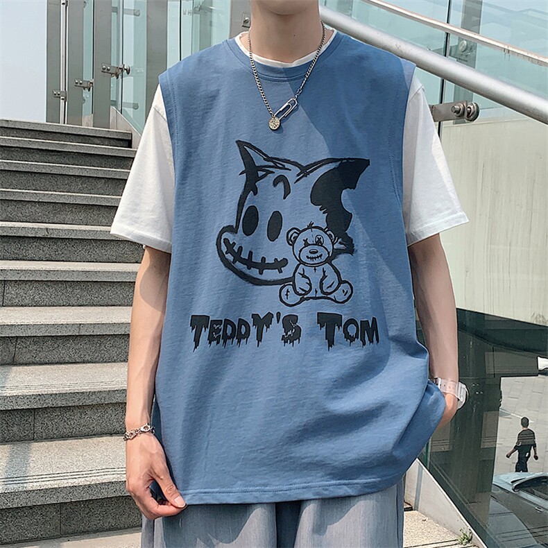 夏季港风宽松青少年休闲背心TC1114-P25,男装T恤,星座717