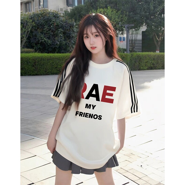 抖音得物高品质二开240克宽松纯棉美式潮牌三条杠织带短袖T恤，男装T恤，电商A486