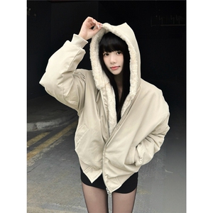 美式兔毛连帽座山雕夹克棉服男冬季加绒棉衣外套MF390-P99图片