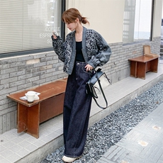 时髦炸街印花拼接外套女2025秋季新款设计感宽松休闲小个子夹克潮，女装短外套，2C095