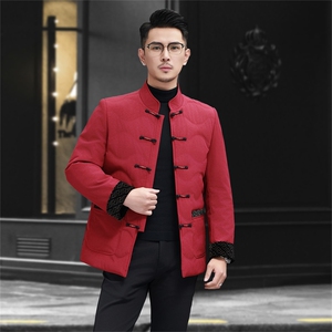 继续中老年羽绒服唐装外套男士复古风羽绒服外套中式唐装