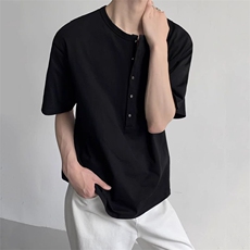 老钱风亨利领冰丝针织短袖ZX0289-P43，男装T恤，星座313A(原308A-2)