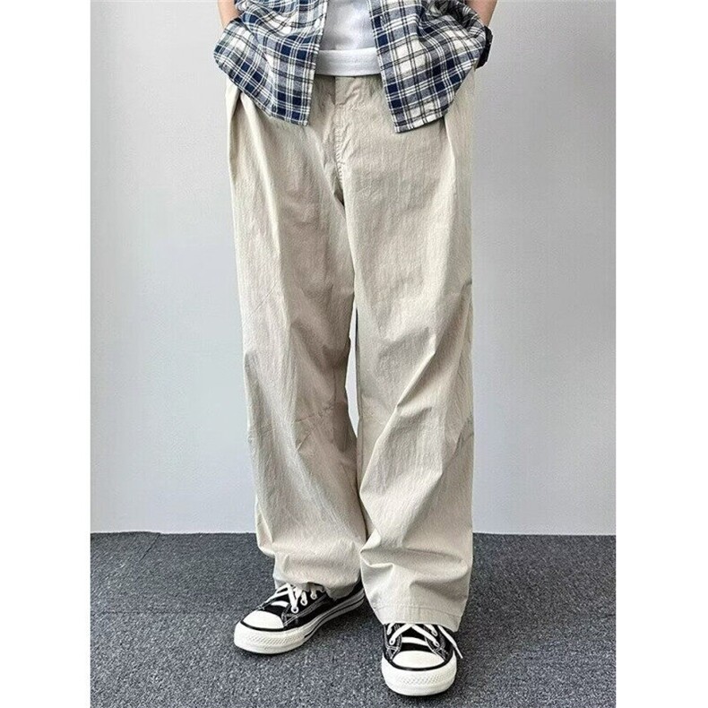 夏季日系复古纯色伞兵裤阔腿宽松百搭直筒休闲裤冰丝裤KG34，男装休闲裤，星座1116A（原606A-3）