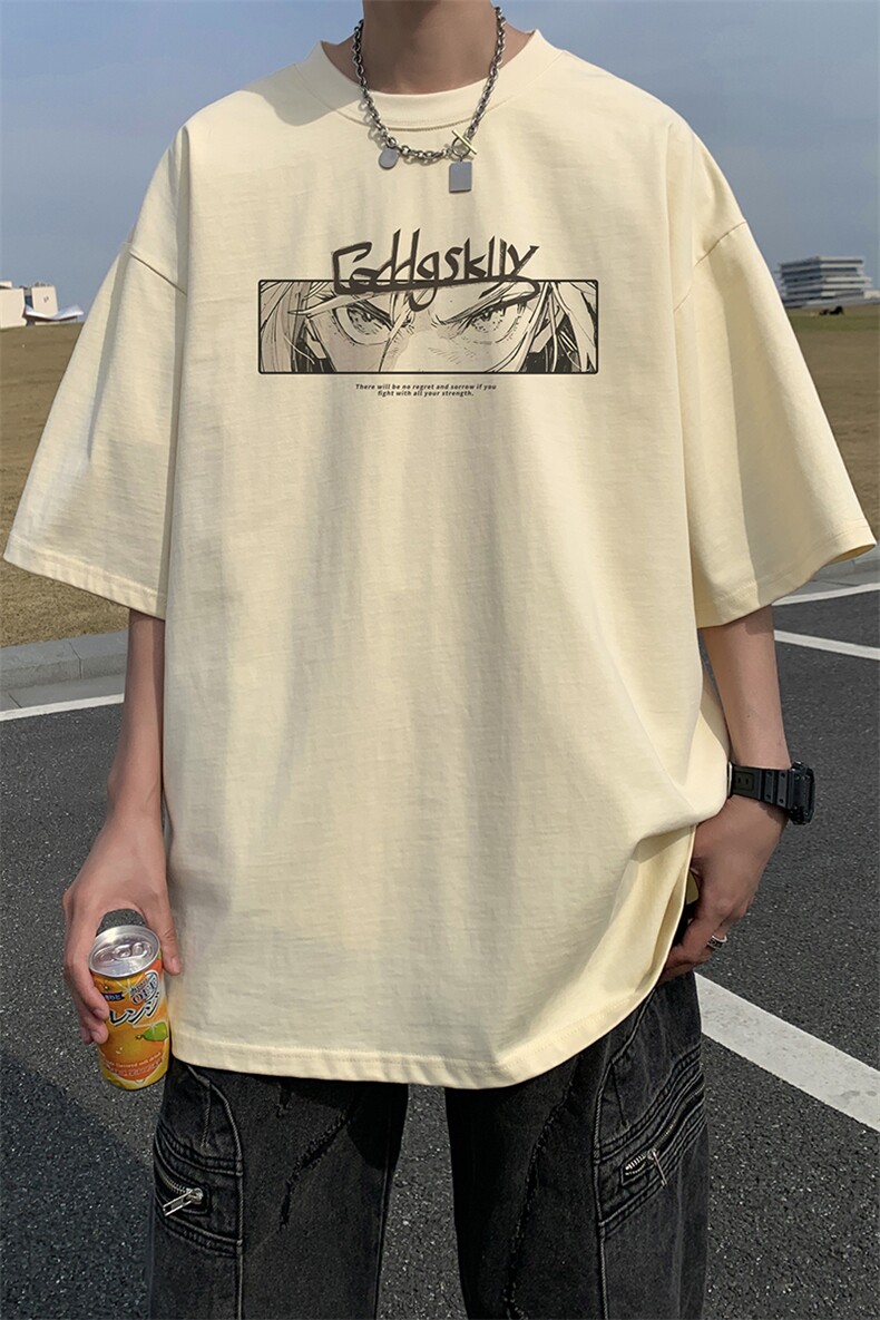 已注册/夏季外景纯棉日系大码短袖T恤男宽松圆领半袖衫DT9733/P25,男装T恤,电商B316