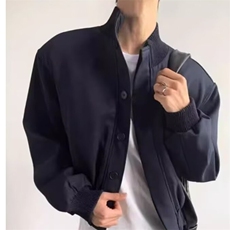 休闲垫肩夹克宽松立领设计感短款加厚外套男女J4355-P72，男装夹克，星座1001-1