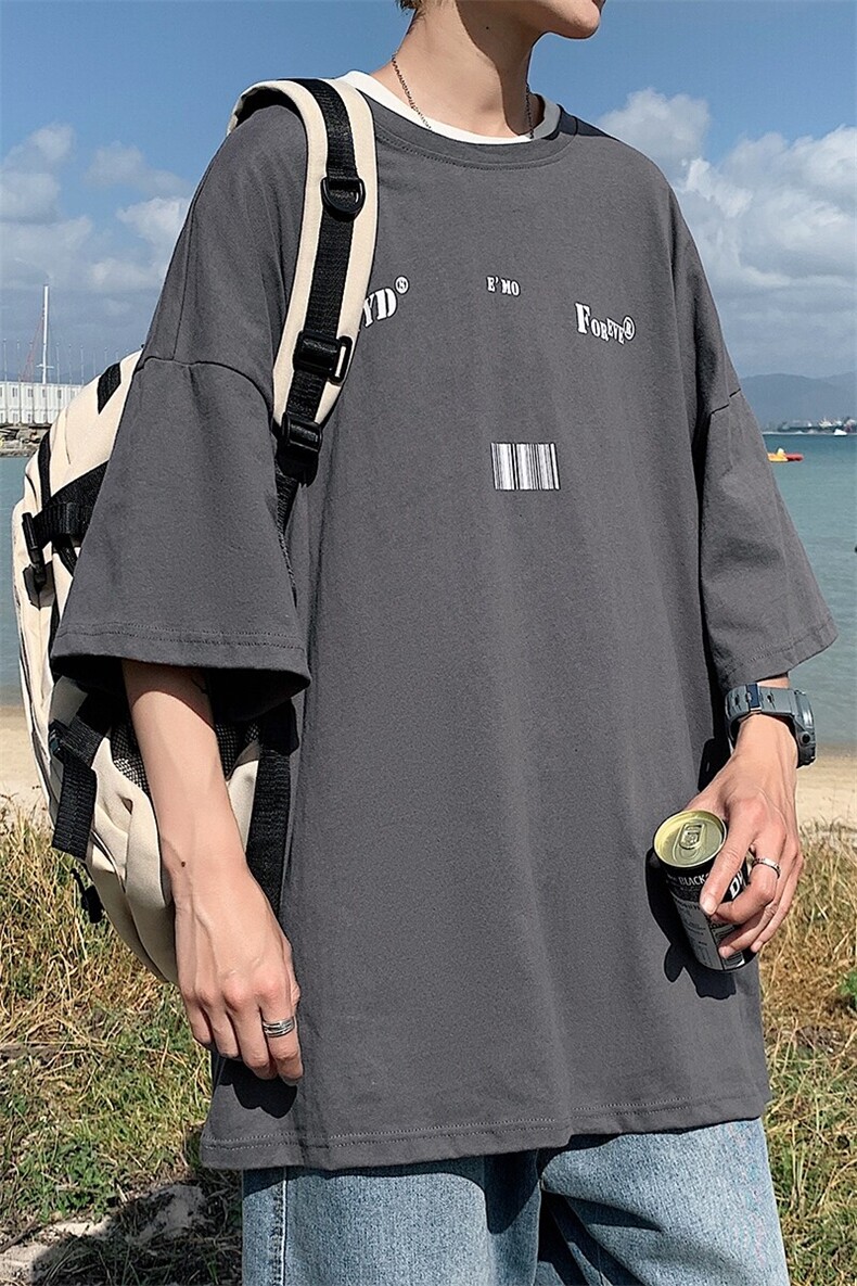 1YYDS/EMO字母图案港风情侣大码M-5XL风短袖男DT7643P25控38,男装T恤,星座226-2