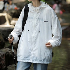 夏薄防晒衣男户外纯色冲锋衣外套美式痞帅连帽防晒服夹克FS77P40，男装夹克，星座1013-5