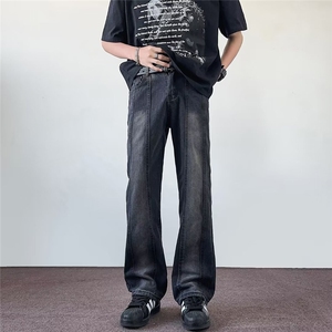 美式复古牛仔裤男休闲裤子潮牌美式高街长裤百搭直筒裤潮8235/P48图片