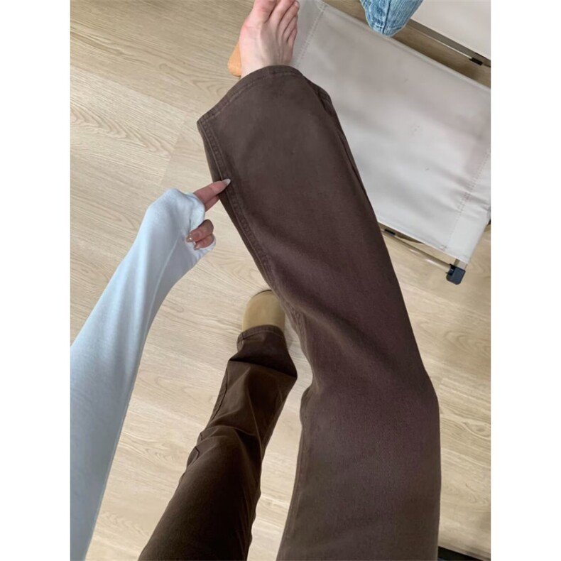 咖色加绒牛仔裤女秋季新款宽松显瘦梨形身材阔腿裤NZ0165-P50,男装牛仔裤,星座308B-2