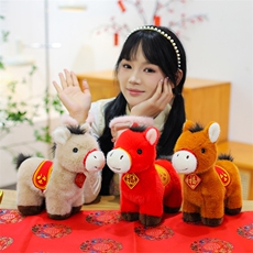五福小马毛绒玩具2026马年吉祥物公仔金貂生肖马娃娃摆件厂家直销